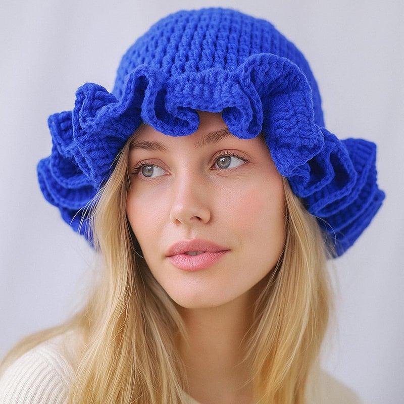 Ahouws Crochet Bucket Hat Women Trendy Knit Floppy Cap Cute Boho Handmade Beanies Outdoor Boho Travel Fishing Hat - Image 3